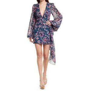 Katie May Sleepless Nights Floral Long Sleeve Cocktail Mini Dress NWT Billow Art
